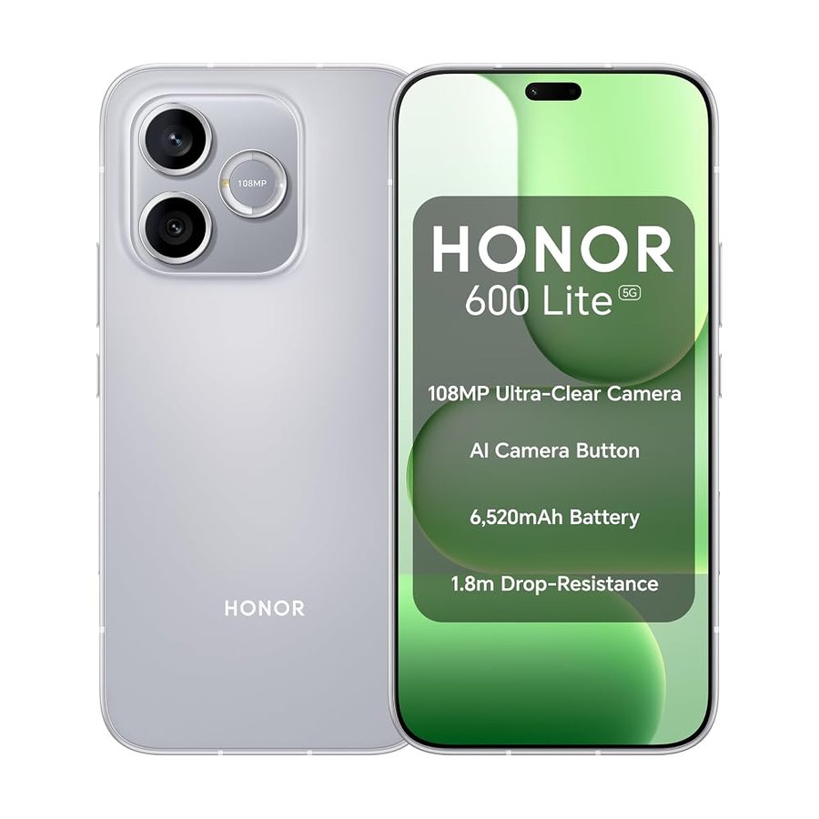 Honor 600 Lite 16,8 cm [6.6] Doppia SIM Android 16.0 5G USB tipo-C 8 GB 256 GB 6520 mAh Grigio (HONOR 600 LITE 8GB 256GB GREY)