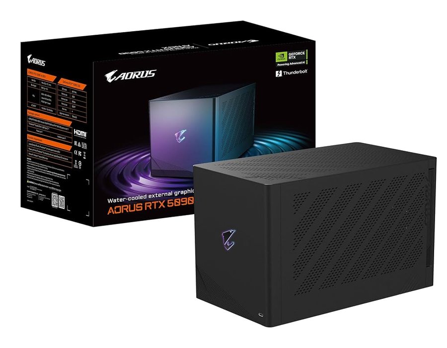 GIGABYTE AORUS RTX 5090 AI BOX Scheda Grafica – 32 GB GDDR7, 512 bit, PCI-E 5.0, frequenza core 2407 MHz, 3 x DP 2.1, 1 x HDMI 2.1, GV-N5090IXEB-32GD 1.0