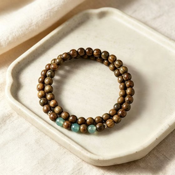 Natural Green Sandalwood Beaded Bracelet