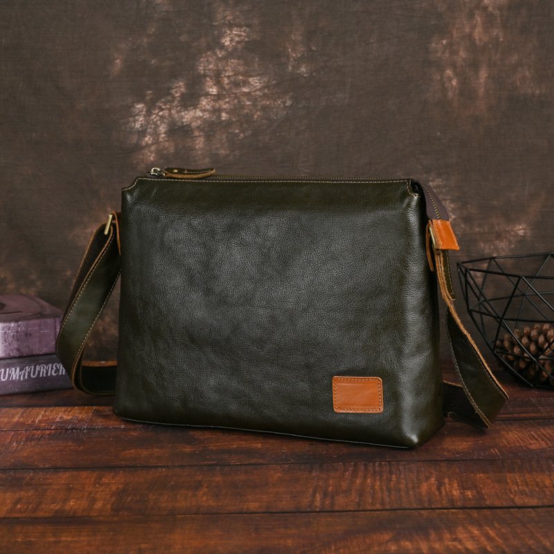 Mens Large-Capacity Leather Shoulder Bag