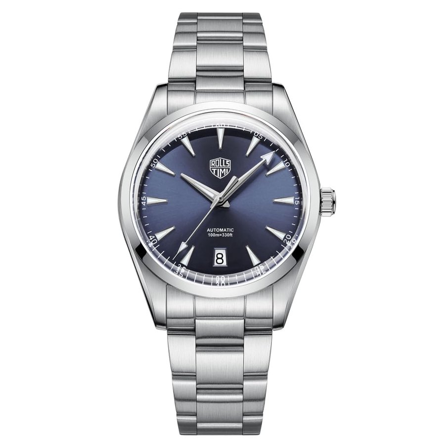 Orologio da uomo automatico NH35A in acciaio inossidabile meccanico 100 m impermeabile orologio da polso per uomo, quadrante in zaffiro, data automatica
