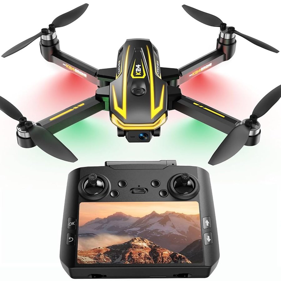 FPV Drone con Telecamera 4K Professionale, Schermo HD 4,5",Quadricottero RC Pieghevole per Adulti, Bambini e Principianti,Motore Senza Spazzole,2 Batterie,Flusso Ottico,Giocattolo Regalo per Raga,C0
