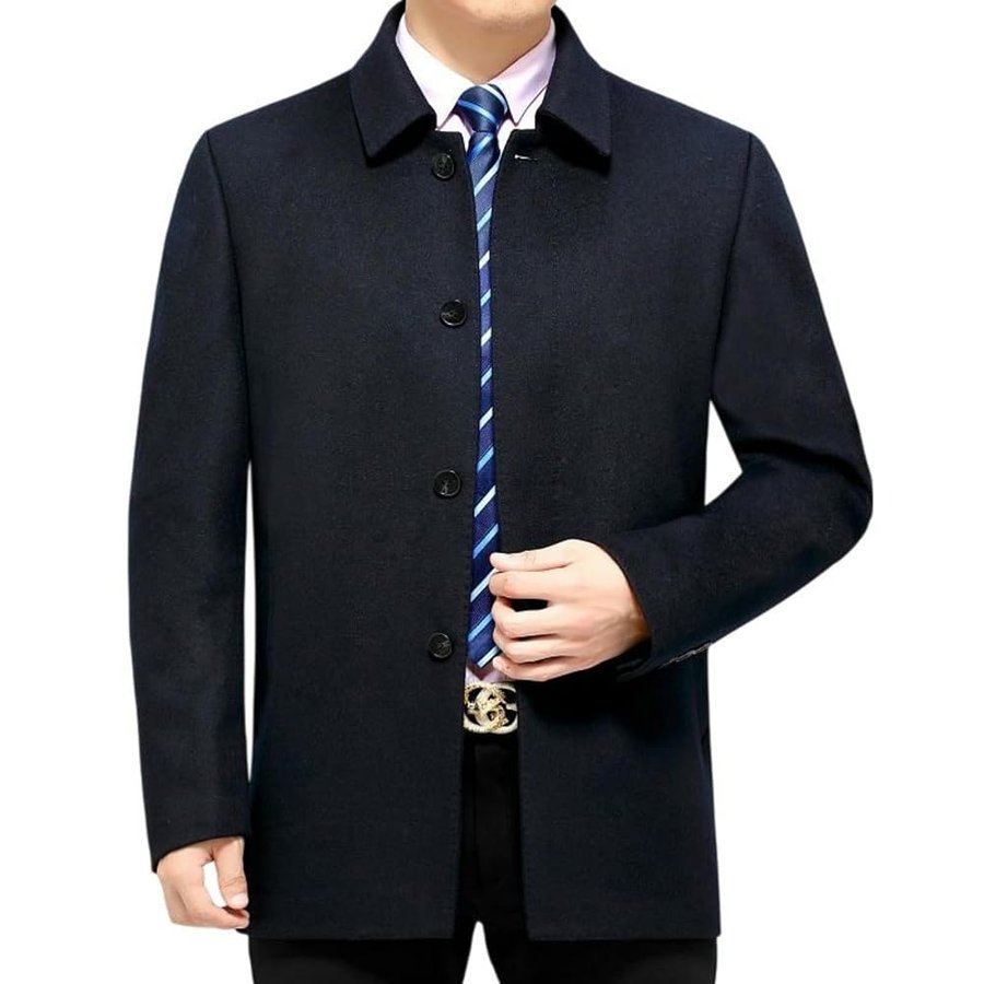 Cappotto invernale da uomo in lana di cashmere double face corto per mezza età