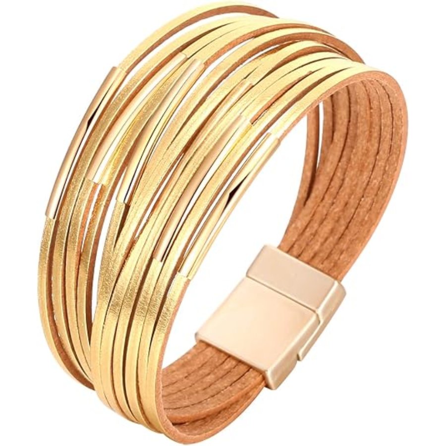 Leather Wrap Bracelets For Women, Boho Western Stacked Bracelet, Multi-Layer Wrap Wrist Jewelry