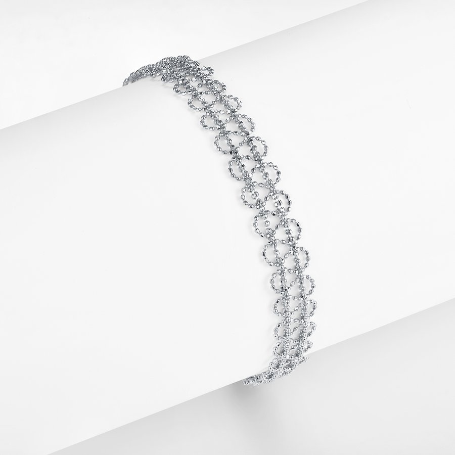 S925 Sterling Silver Hollow Circle Link Bracelet For Women 18.5cm Adjustable 9.0mm Width Lightweight 3.2g Platinum Plated Gift Box