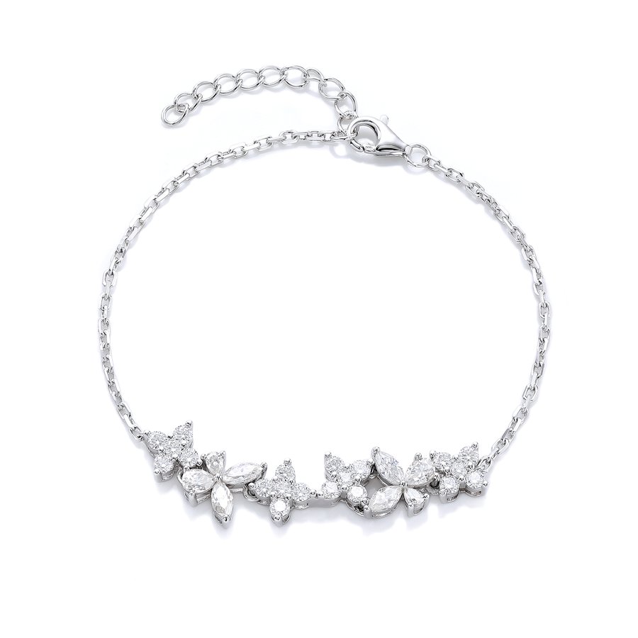 S925 Sterling Silver Lab-Grown Gemstone Butterfly Bracelet 16cm Blue P Ink Moissanite Platinum Plated Fashion Gift Box
