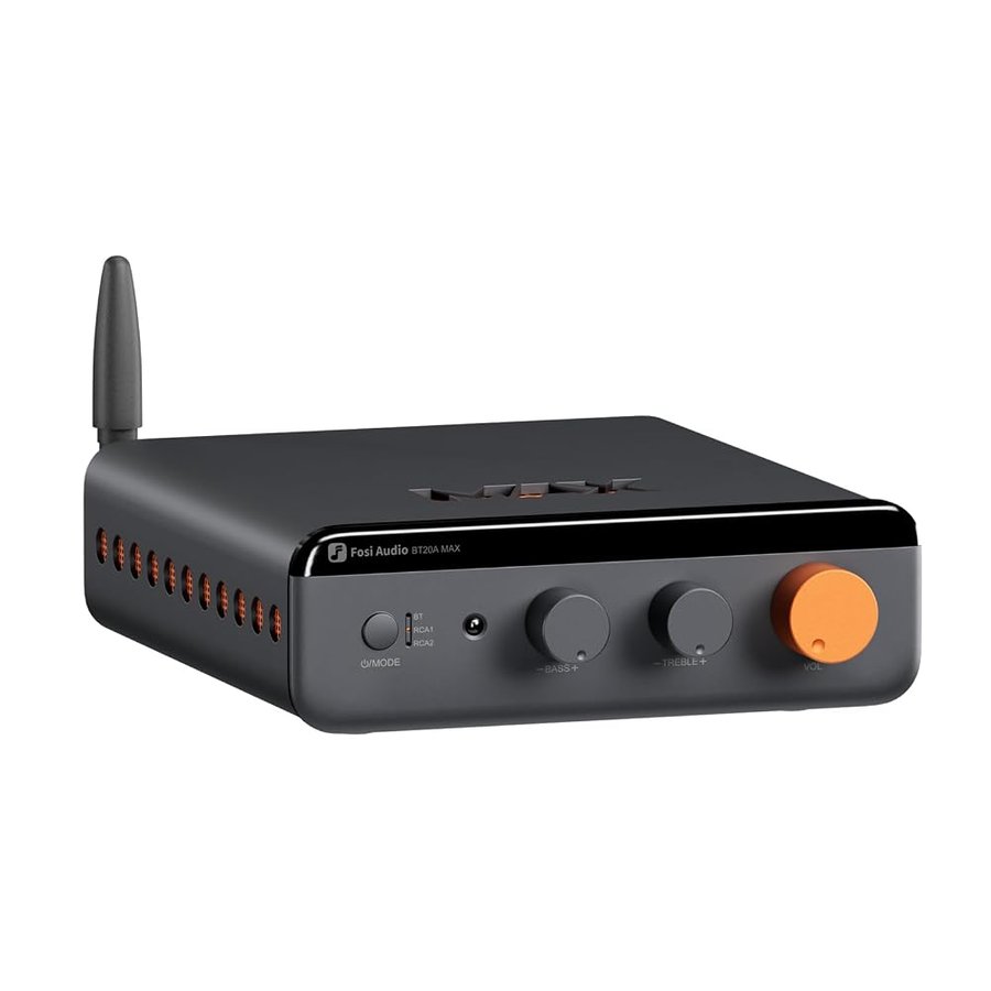 Fosi Audio BT20A MAX Amplificatore Audio Hifi, Amplificatori Stereo da 300Wx2 con tecnologia PFFB, LDAC Bluetooth 6.0, Doppia Alimentazione Indipendente, Telecomando, per Sistemi 2.1 e Audio Domestici