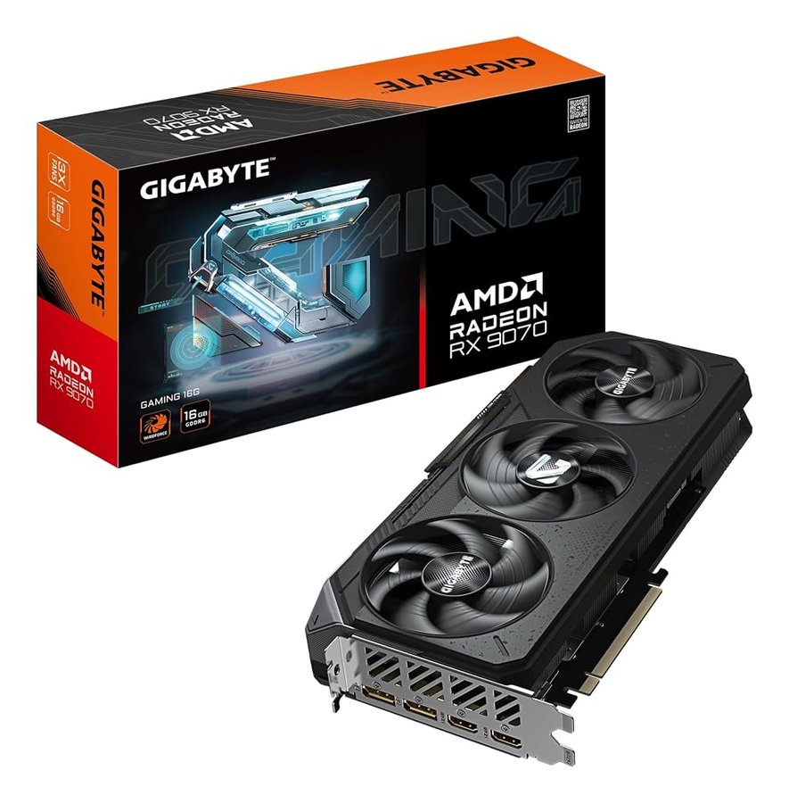 Gigabyte Radeon RX 9070 GAMING 16GB Scheda Grafica - 16GB GDDR6, 256bit, PCI-E 5.0, 2520 MHz Frequenza core, 2 x DisplayPort, 2 x HDMI, GV-R9070GAMING-16GD