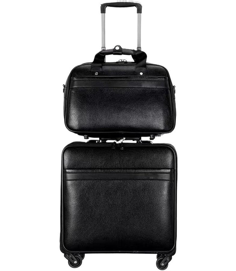 Bagaglio Valigie Valigia Trolley Valigia Da 16 Pollici In Pelle PU Da Uomo, Valigia Da Lavoro, Ruote, Cabina, Password, Trolley, Borsa Da Viaggio Bagaglio a Mano (Color : Bruin, Size : 2 piece set)