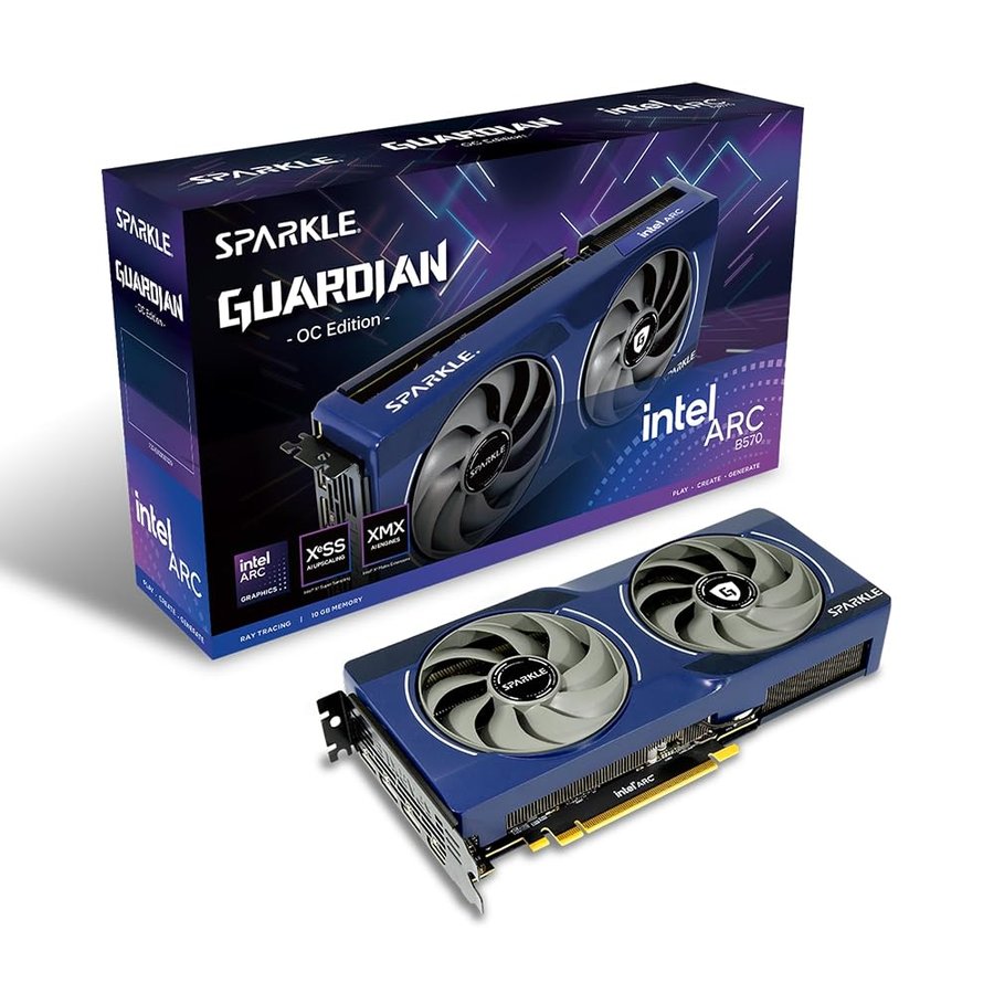 Sparkle Scheda grafica Intel Arc B570 Guardian OC, 10 GB GDDR6, raffreddamento strappato 2.0, ventola assiale, luce respiratoria, piastra posteriore in metallo, SB570G-10GOC