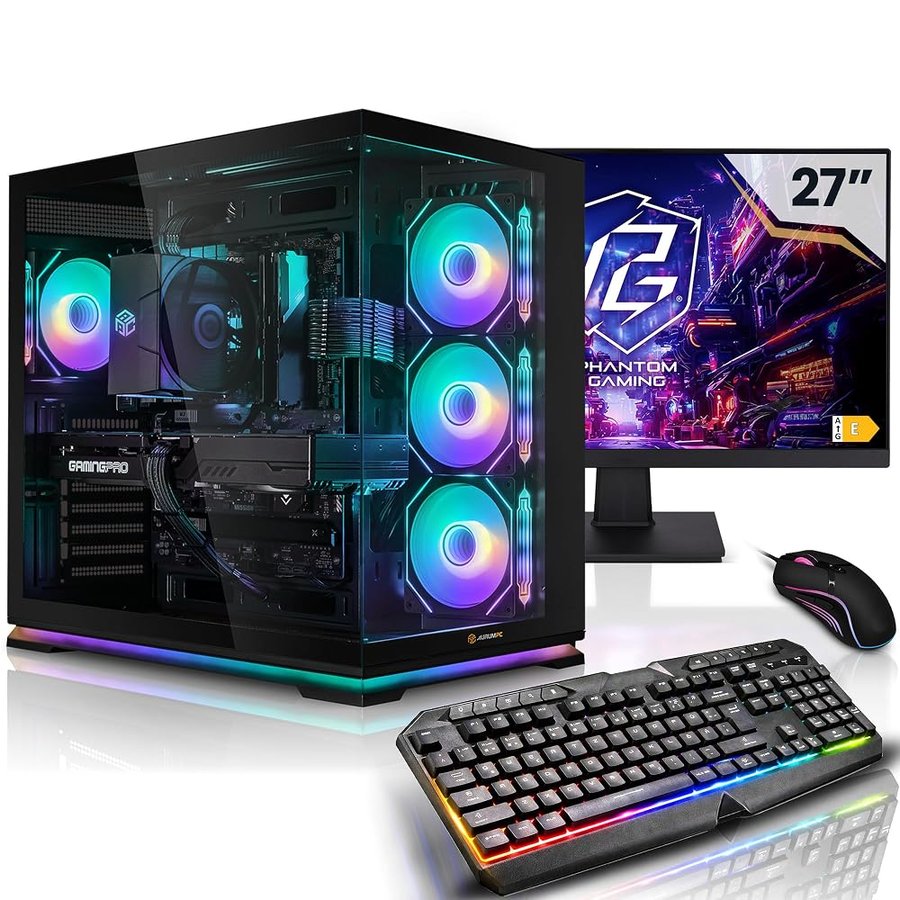 Aurum Completo PC Gaming Intel Core i7-12700KF • 27” Schermo • GeForce RTX5060 8GB • 32GB DDR4 • 1TB M.2 SSD • Windows 11 • Tastiera/Mouse • pc da gaming