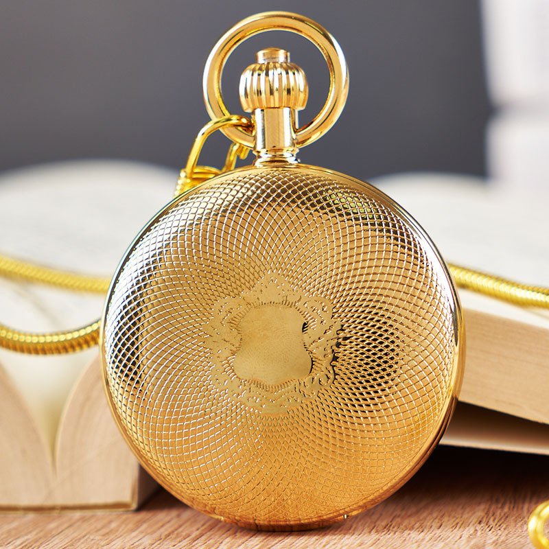 Dual-display Folding Cover Sun-moon-star Automatic Mechanical Pocket Watch