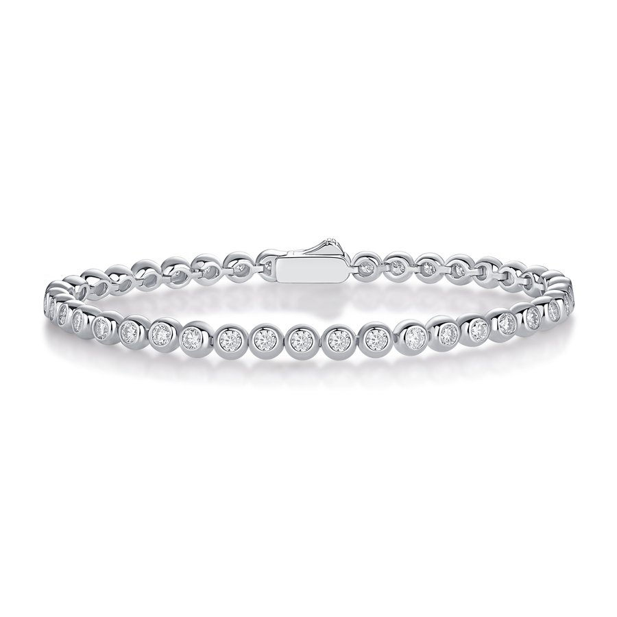 S925 Silver 13.2g Moissanite Tennis Bracelet, 40pcs D VVS1 Bezel Set, GRA Certified 16.5cm