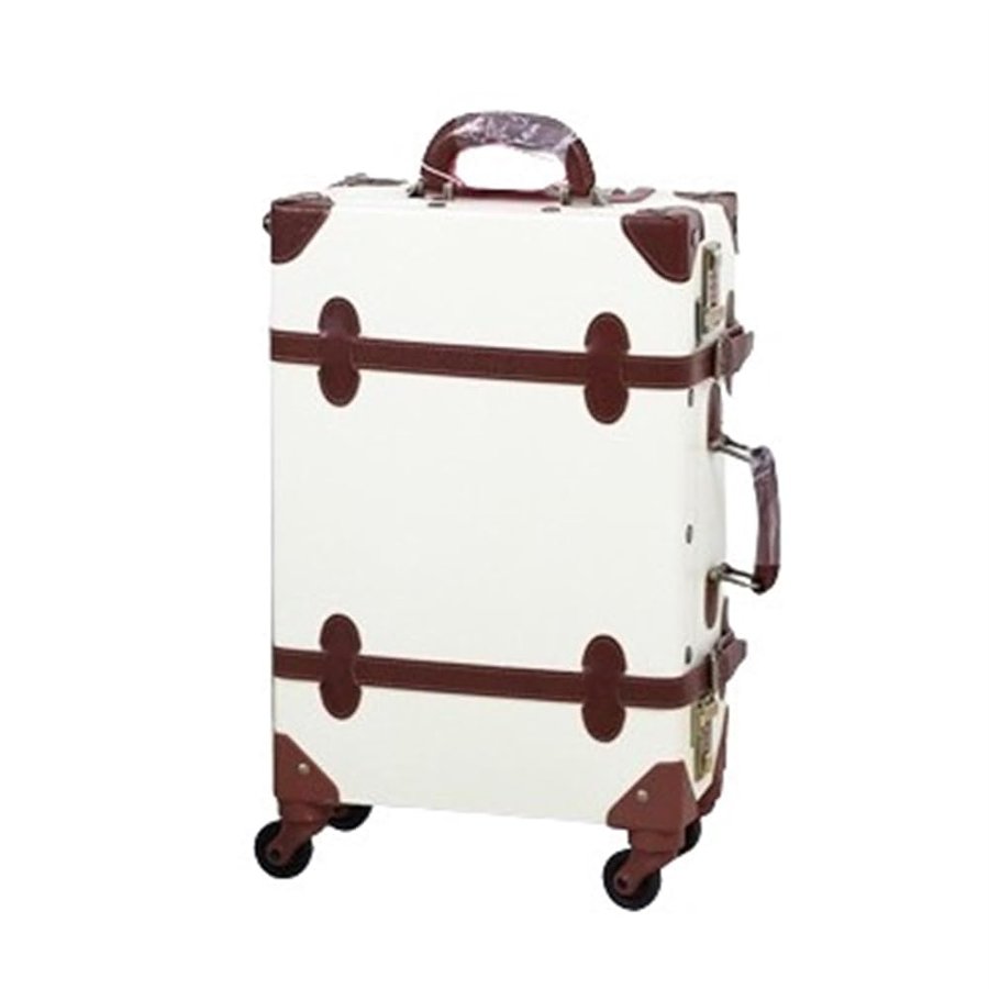 Valigia Valigia Trolley Universale Leggera retrò con Ruote in Pelle PU e Grande capacità, Inclusa Borsa a Mano Valigia Trolley(White,24in Suitcase)