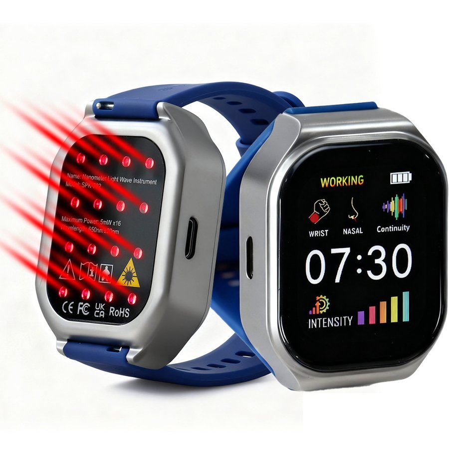 650nm Red Light Therapy Watch Cold Laser LLLT With Nasal And Ear Probes