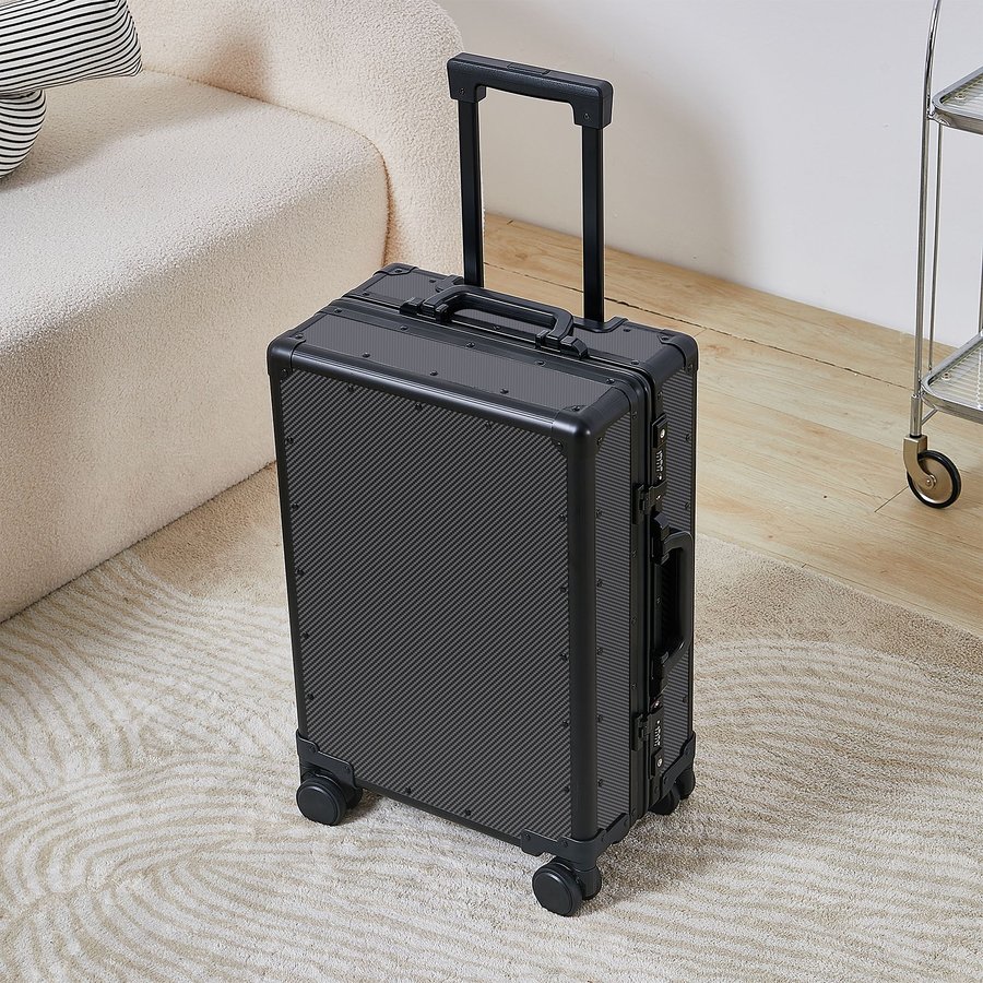 Carbon-fiber Suitcase With Aluminum Frame Large-capacity Business Rolling Luggage
