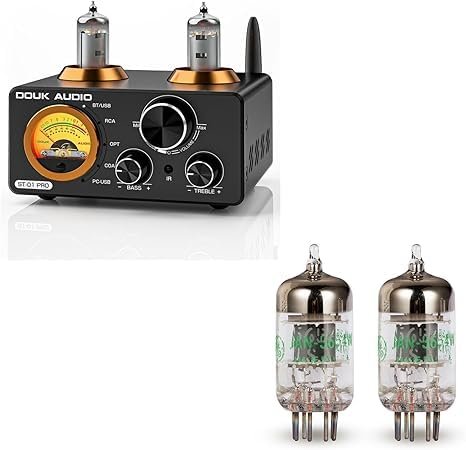 Amplificatore valvolare Bluetooth Douk ST-01PRO da 200 W con una coppia di valvole GE5654W selezionate – Combinazione di amplificatore di potenza stereo HiFi (kit di aggiornamento)