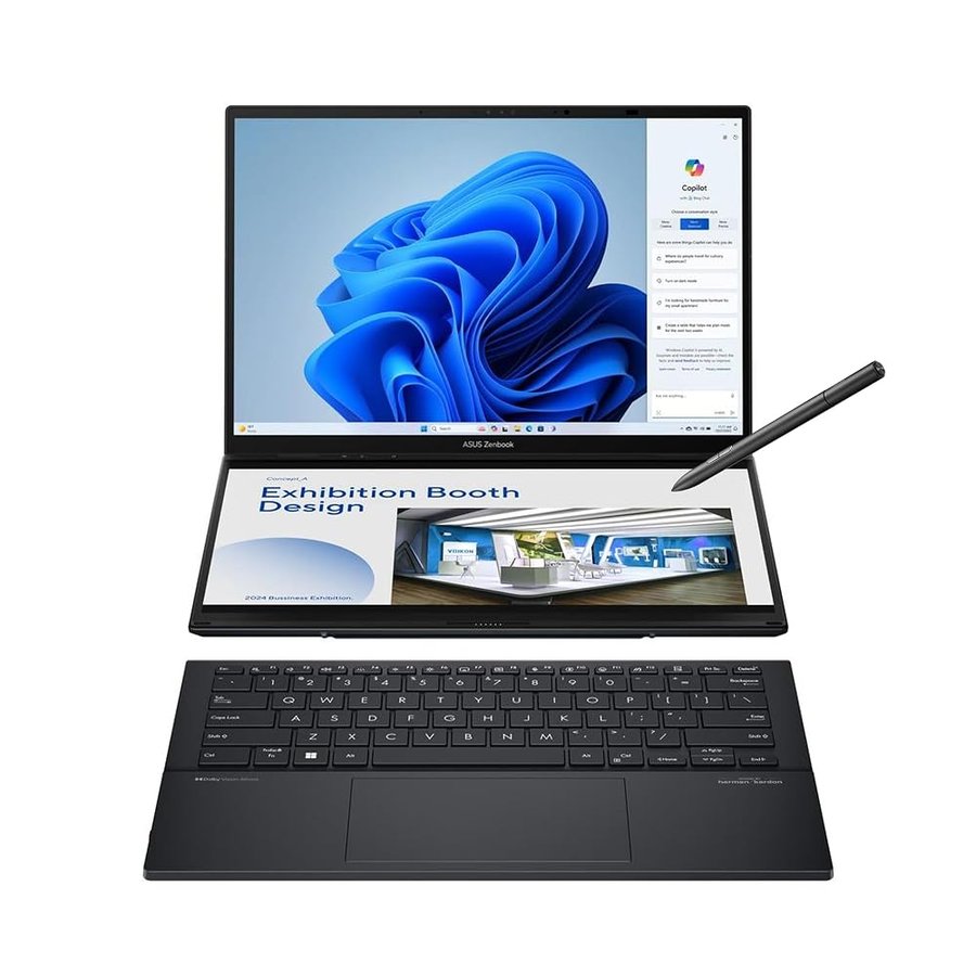 ASUS Zenbook Duo Laptop, Dual Display Touch OLED 3K 120Hz da 14", certificato Intel Evo, Intel Core Ultra 9 285H, grafica Intel Arc, 32 GB di RAM, SSD da 1 TB, Windows 11, Inkwell Gray, UX8406CA-PS99T