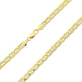 Collana unisex a maglia marinara piatta in oro giallo 750 18 carati, larghezza 3 mm, lunghezza a scelta