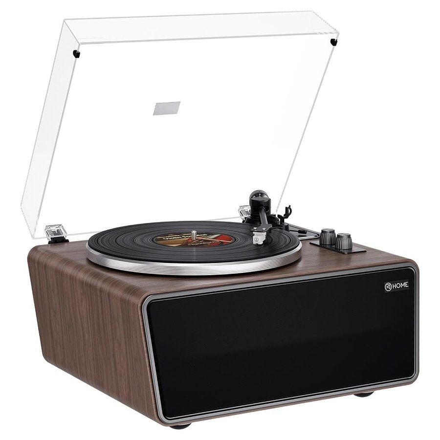 All in One Giradischi Vinili Vintage con 4 Altoparlanti Stereo Integrati,Preamplificatore Phono,Altoparlanti Bluetooth,Supporto Uscita USB to PC Digitale,Magnetica AT-3600L,33/45 Giri,AUX IN,RCA OUT