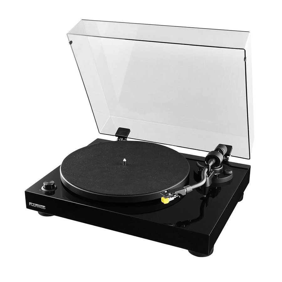Giradischi Vinile Hi-Fi Fluance RT80 Classic con Testina Audio Technica AT91, Trazione a Cinghia, Preamplificatore Integrato, Contrappeso Regolabile, Base in Legno Massello – Nero Lucido