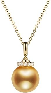 Collana Oro 18Kt, Collana perla Nera con Buono VS1-VS2 perla Girare Lussuosa Collana Regalo per Ragazza Adolescente
