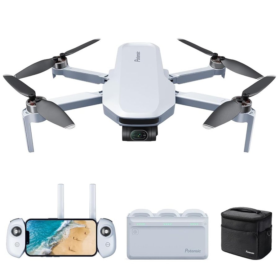 Potensic ATOM Combo GPS Drone Pieghevole con Gimbal a 3 Assi, Drone con Telecamera 4K, ＜249 g, 6KM Trasmissione, 96 Minuti di Volo, con 3 Batterie e Hub di Ricarica, QuickShots, Seguito Visivo, C0