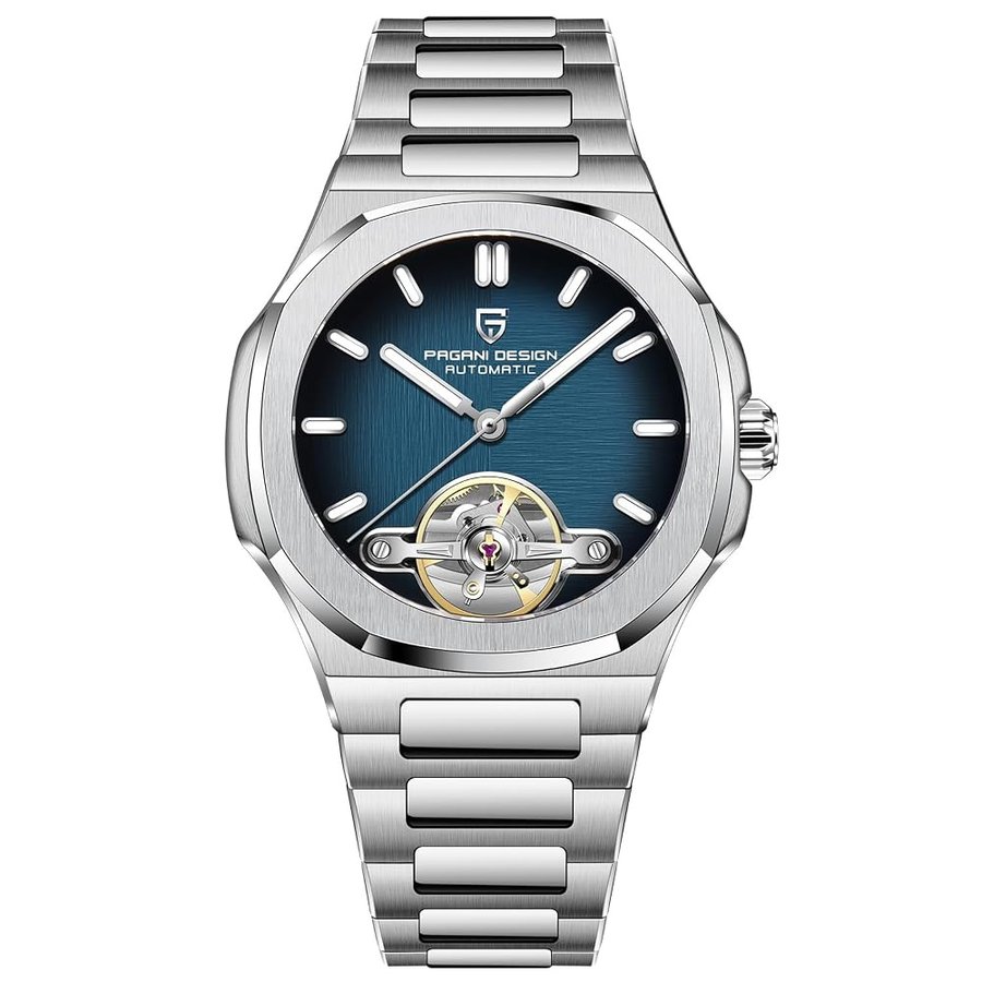 Pagani Design YS025 - Orologio da polso meccanico automatico da uomo, 42 mm, in acciaio inox, impermeabile fino a 100 m, quadrante in vetro zaffiro, corona a vite