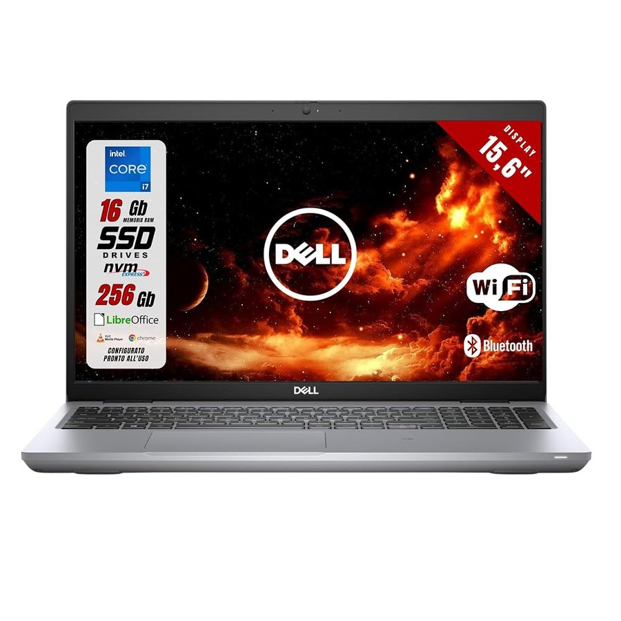 Dell Precision 3561 Notebook PC Portatile – Intel i7‑1100H – 16GB RAM – SSD NVMe 256GB – Display 15.6" FHD – Windows 11 Pro – Pronto all’Uso con LibreOffice (Ricondizionato)