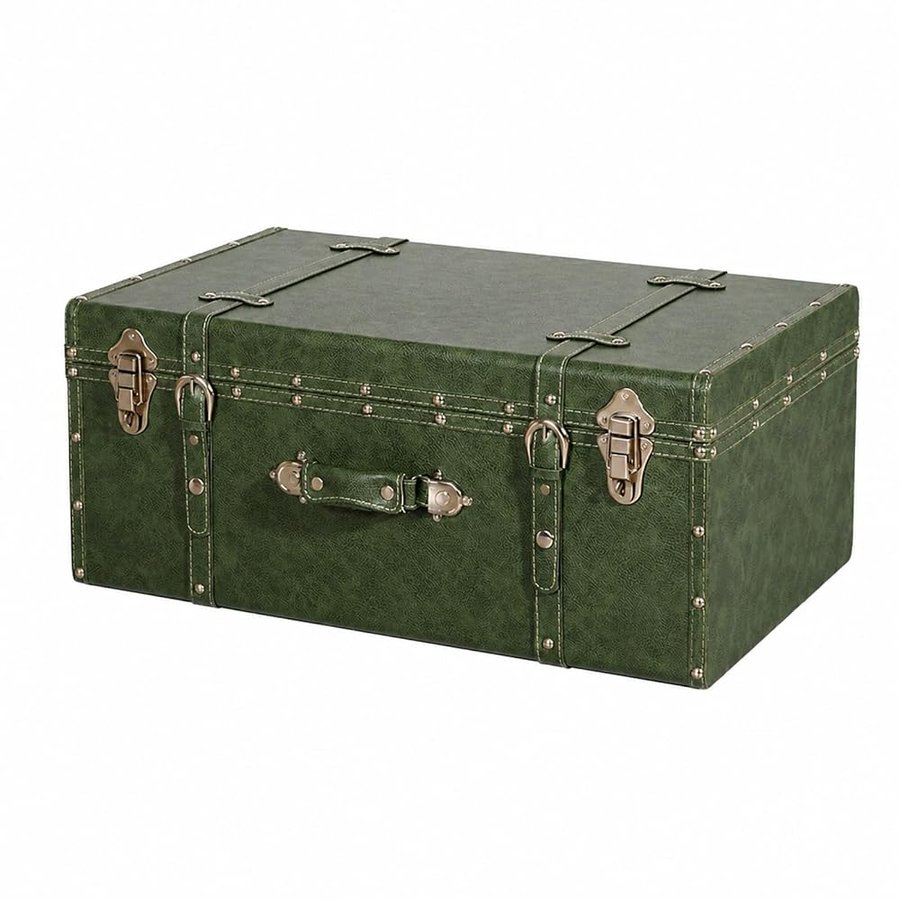 Valigia Vintage in Pelle Decorativo Valigia con Bordi Rinforzati Strutturato Custodia con Chiusure Metalliche per Esposizioni a Tema, L