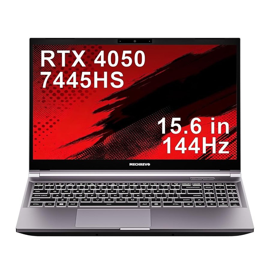 MECHREVO RTX 4050 Gaming Laptop, 15.6" WQXGA 144Hz, AMD Ryzen 7 7445H (12-Core, up to .GHz, 64MB Cache), 16GB DDR5 RAM, 512GB Gen4 SSD (PCIe4.0 Support), Notebook PC Computer
