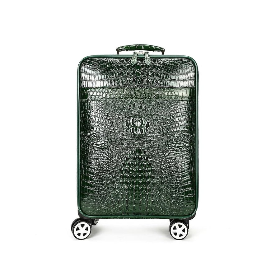 Bagaglio a Mano in Pelle, Trolley da Cabina Premium, Valigia Spinner da 20 Pollici, Viaggi d'Affari for Uomini e Donne(Green)