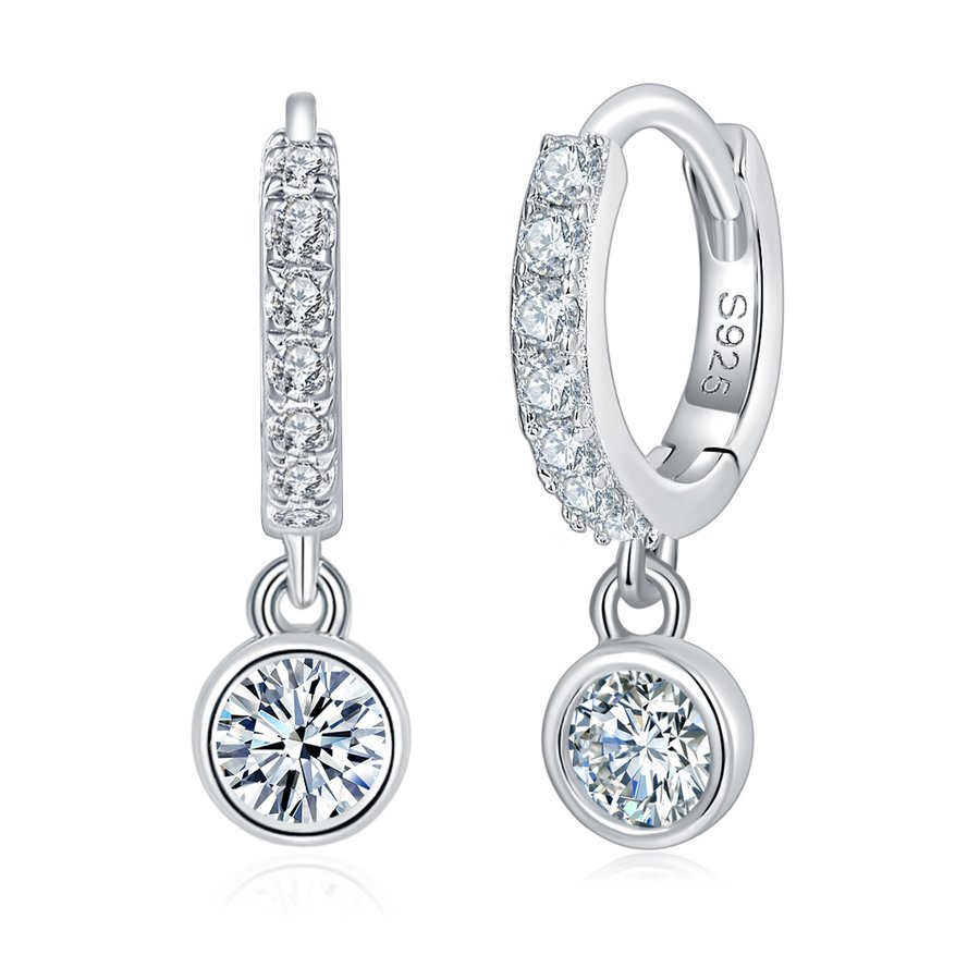 S925 Sterling Silver Moissanite Hoop Earrings  Pave Huggie Hoop Dangle With GRA Certificate Platinum Plated Jewelry Gift Box Set For Women