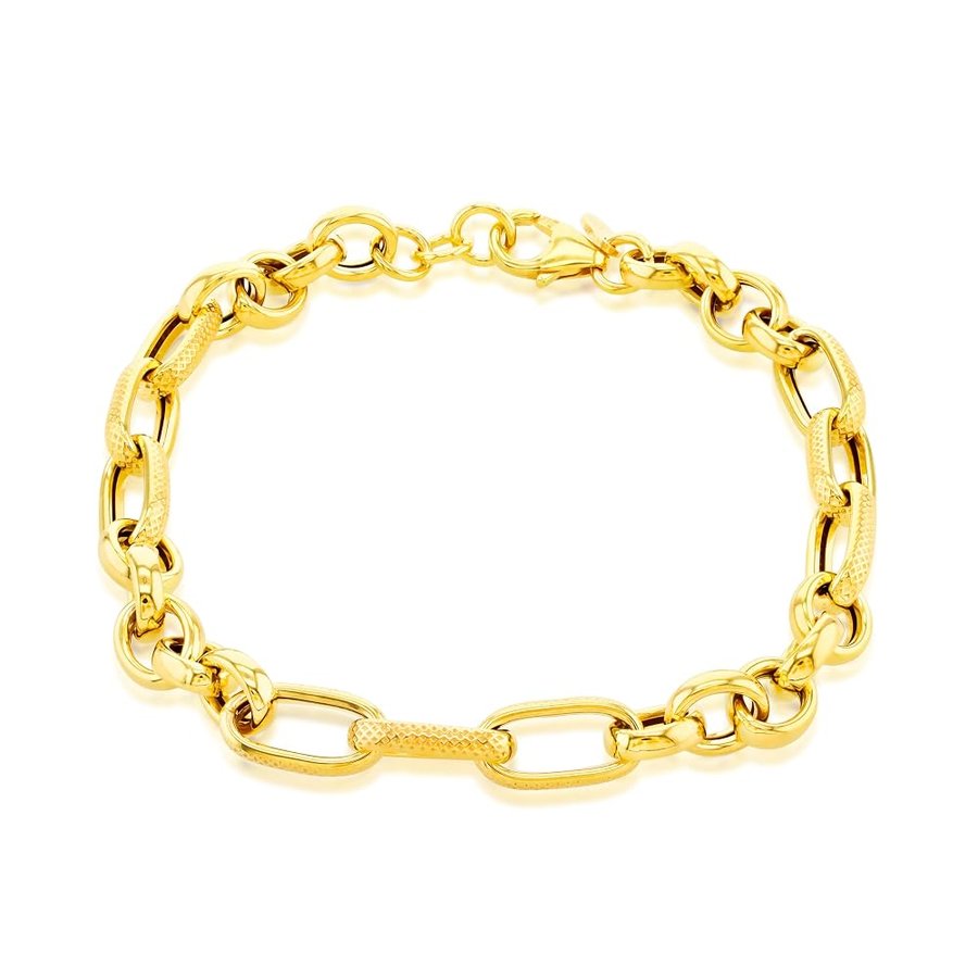 Bracciale da Donna in Oro Giallo 9ct con Maglia Curb da 6.7mm, Lunghezza 19cm/7.5"