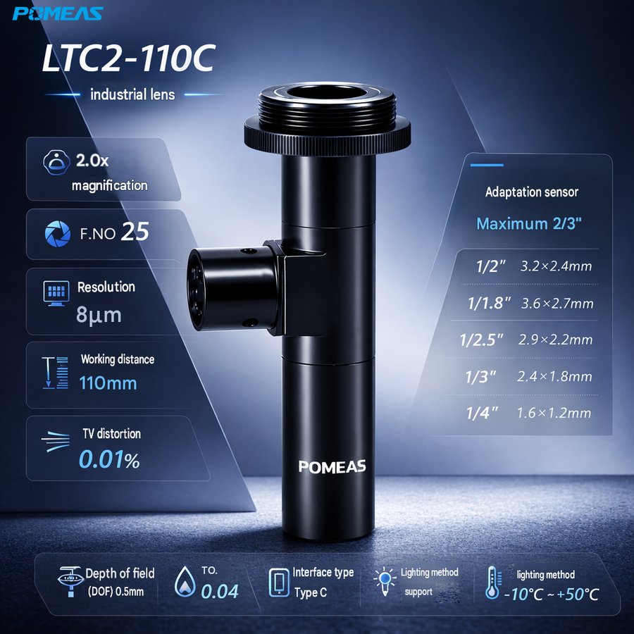 LTC2-110C 2X Coaxial Telecentric Lens For Machine Vision Measurement And Reflective Component Inspection