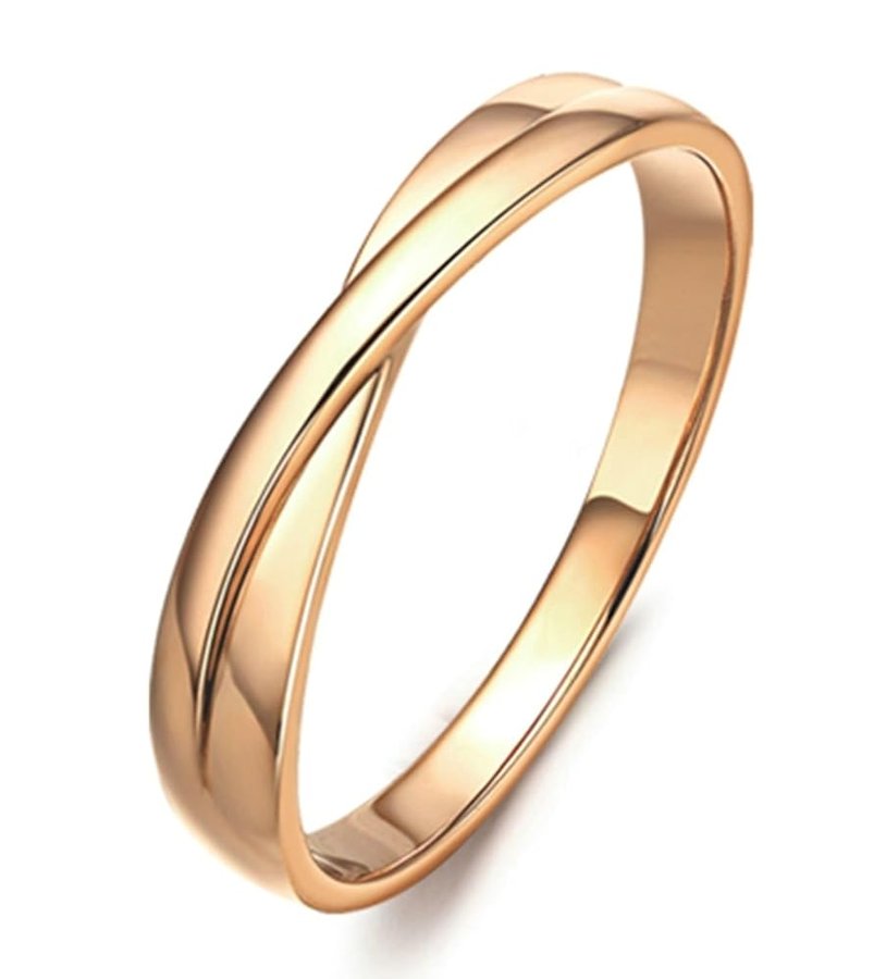 Anello in oro giallo Au750, doppia croce, anello di fidanzamento, anello dell'amicizia in oro 18 carati, misura 52 (16,6), Oro giallo 18 carati (750), Senza zirconi