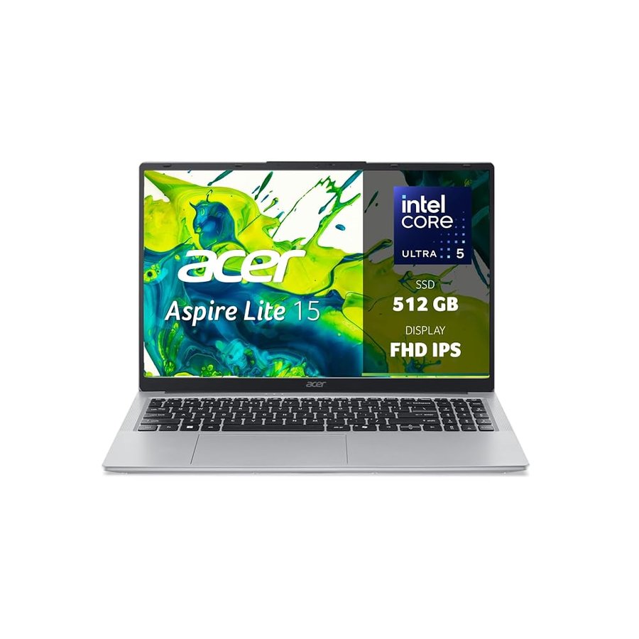 Acer Aspire Lite 15 | PC Portatile | 15.6" | Ultra 5 | 8GB | 512GB | 15.6" FHD 60Hz | Intel Core Ultra 5 115U | 8GB RAM | 512GB SSD | Windows 11 Home | Tastiera QWERTY | Alimentatore incluso