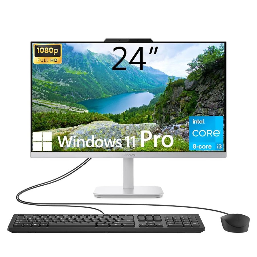 Lenovo A100 61cm All-in-One Desktop Computer, 8-core Intel Core i3-N305 CPU