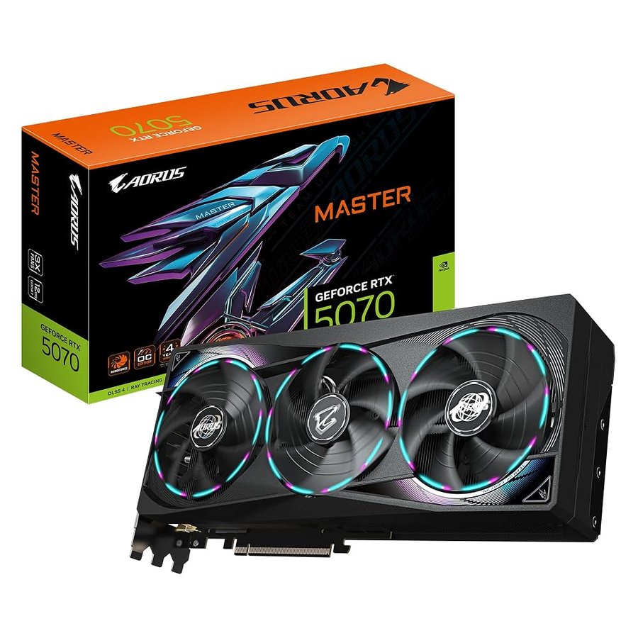 Gigabyte AORUS GeForce RTX 5070 MASTER 12G Scheda Grafica - 12GB GDDR7, 192 bit, PCI-E 5.0, 2715 MHz Core Clock, 3 x DP 2.1a, 1 x HDMI 2.1b, NVIDIA DLSS 4, GV-N5070AORUS M-12GD