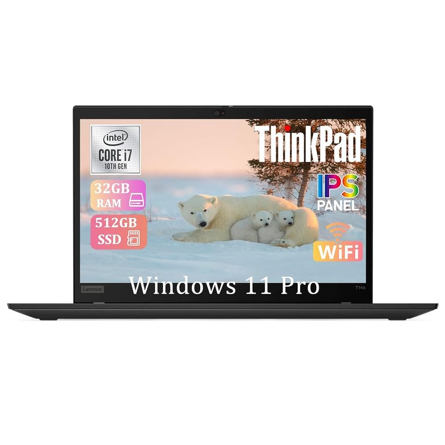 Lenovo ThinkPad T14s Gen 1 Business Laptop, 14 pollici FHD (1920 x 1080), Intel Core i7-10610U, 32 GB RAM, SSD da 512 GB, tastiera US QWERTY Windows, 11 Pro (ricondizionato)
