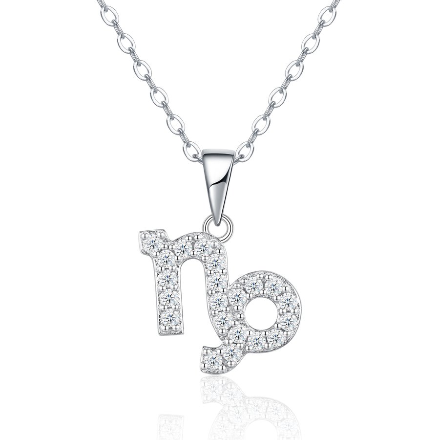 S925 Sterling Silver Capricorn Necklace For Women  D Color VVS1 Moissanite Zodiac Pendant, 3.4g Platinum Plated Astrology Jewelry With GRA Certificate, Perfect Birthday & Anniversary Gift Box Set For