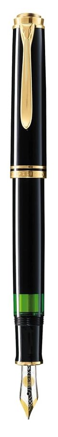 Pelikan 979559 - Penna Stilografica Linea M 600 Classic, Nera, Dettagli Oro Gold, Pennino Bicolore Oro 14 Carati, Dimensione M, Caricamento Stantufo, in confezione regalo