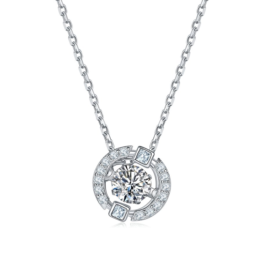 S925 Sterling Silver 0.5ct D Color VVS1 Moissanite Halo Necklace 45cm Platinum Plated Pave GRA Certified Gift Box