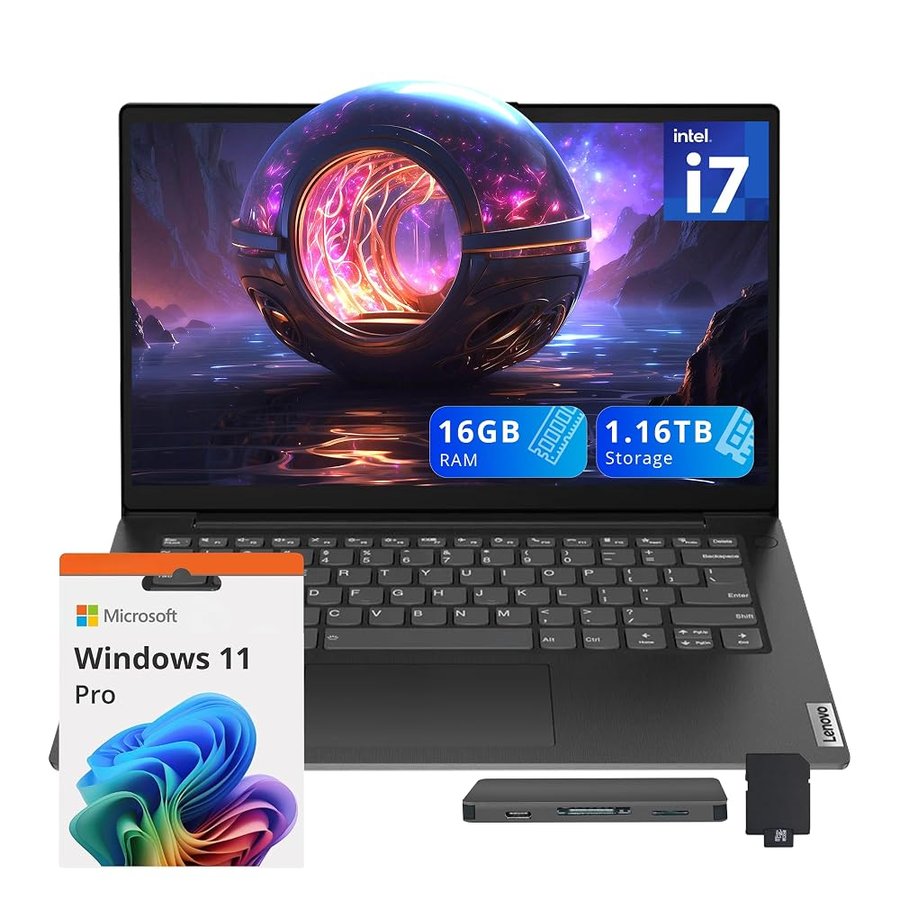 Lenovo V14 Computer portatile aziendale FHD da 14 pollici, Intel i7-13620H, 16 GB di RAM DDR4, memoria da 1,16 TB (SSD da 1 TB+set docking station da 160 GB), grafica Intel UHD, Wi-Fi 6, webcam