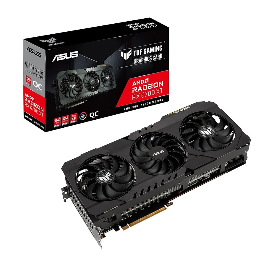 ASUS TUF Gaming AMD Radeon RX 6700 XT OC Edition Scheda Grafica, AMD RDNA 2, PCIe 4.0, 12GB GDDR6, HDMI 2.1, DisplayPort 1.4a, Ventole Axial Tech e Doppi Cuscinetti a Sfera, GPU Tweak II, Nero