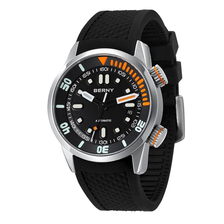 Orologio Automatico Uomo 200M Orologi Da Sub, Vetro Zaffiro, Cinturino In Acciaio Inossidabile Resistente, Super Luminoso