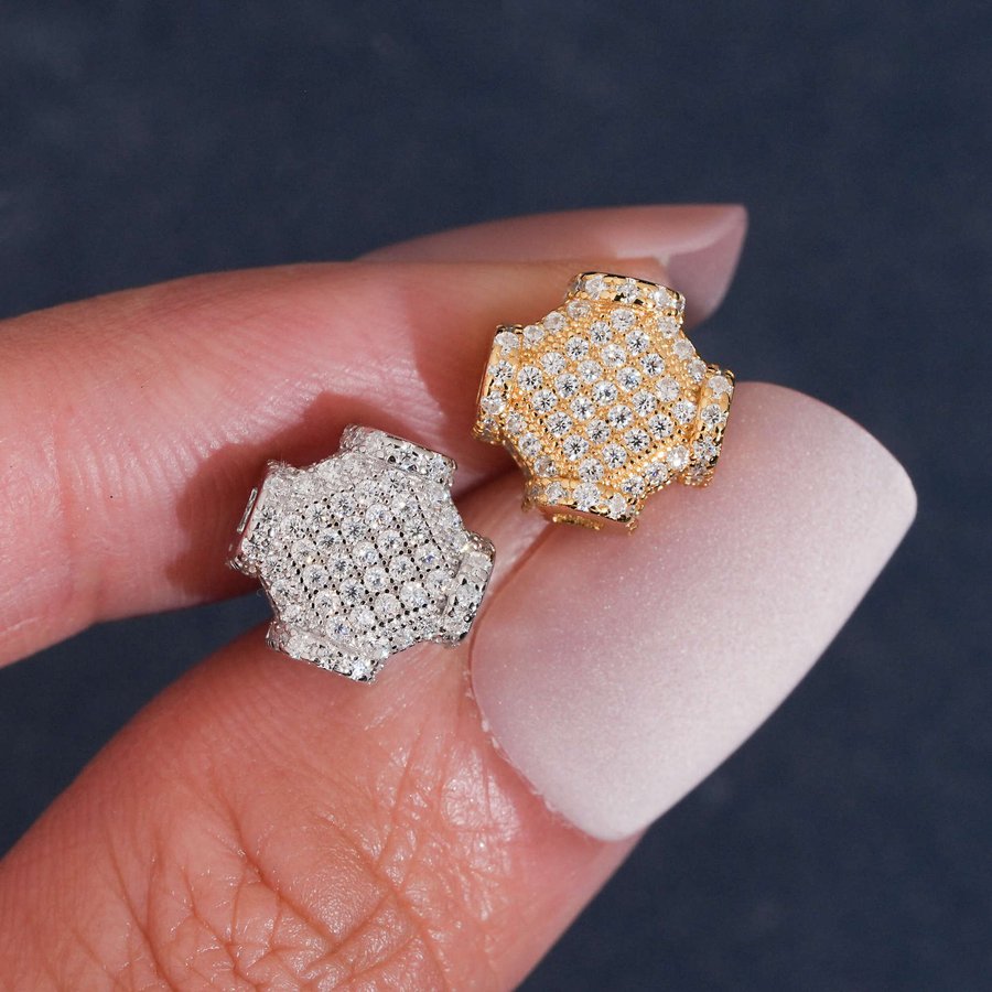 Fashionable Silver-inlaid Moissanite Earrings For Men And Women