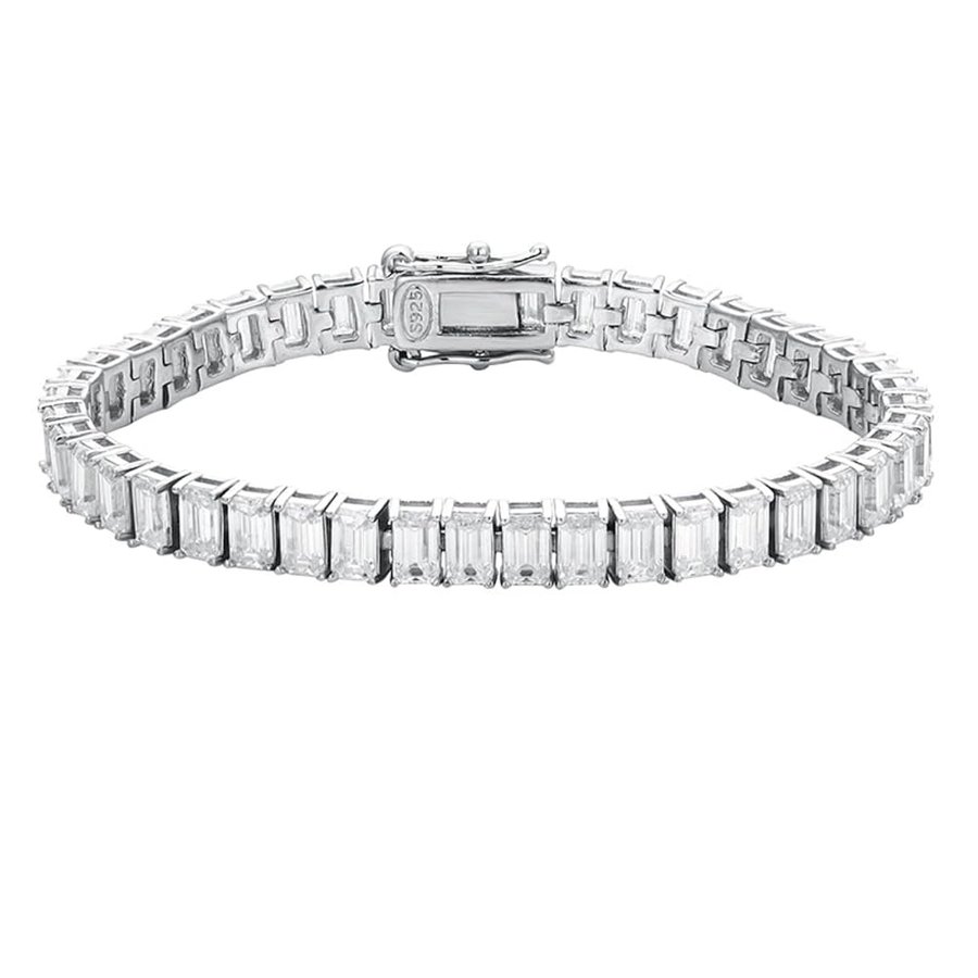 Moissanite Bracciale tennis 17,2-20,4 carati creato in laboratorio diamante tennis braccialetto per le donne 925 braccialetto da uomo 3 * 5 mm D colore VVS1 taglio smeraldo moissanite