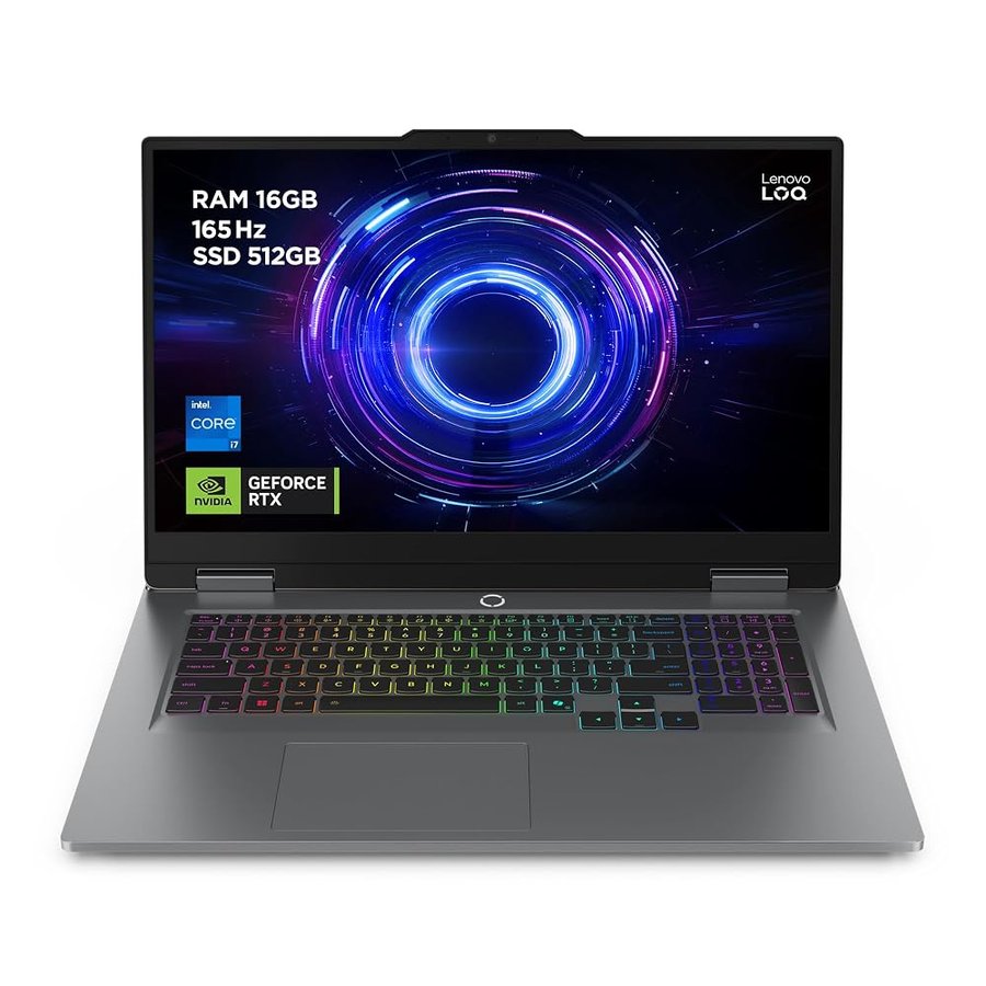 Lenovo LOQ Gaming AI Laptop | 17,3" Full HD 165Hz | NVIDIA GeForce RTX 5070 | Intel Core i7-14700HX | 16 GB RAM | 512 GB SSD | Win11 | QWERTZ | Tastiera RGB a 24 zone, grigio, 3 mesi G ame pass
