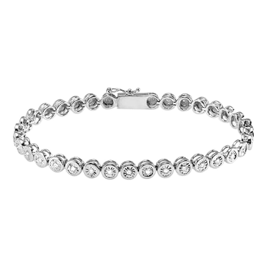 0.70 carati (Ctw) in argento Sterling bracciale da donna rotondo diamante 3/4 ct (17,8 cm di lunghezza x 4.8 mm di larghezza) Dazzlingrock Collection
